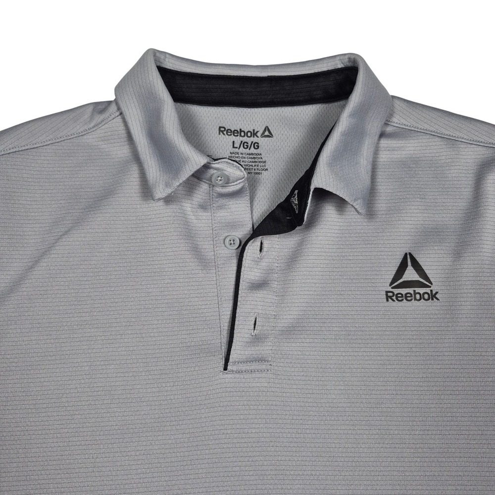 Reebok Golf Polo Mens Large Gray Athletic Shirt Performance‎ Logo
